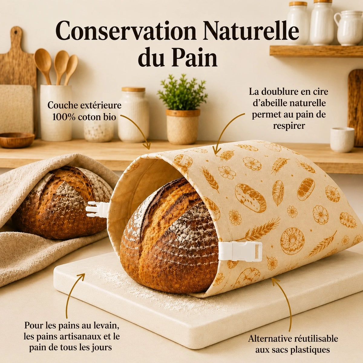 Le sac PainDor™ (30 x 40 cm) - Votre pain frais jusqu’à 7 jours