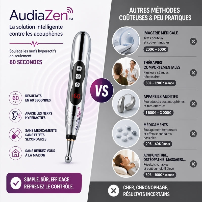 AudiaZen™  Stylo anti-acouphènes  Stoppez les Bourdonnements en Quelques Seconde
