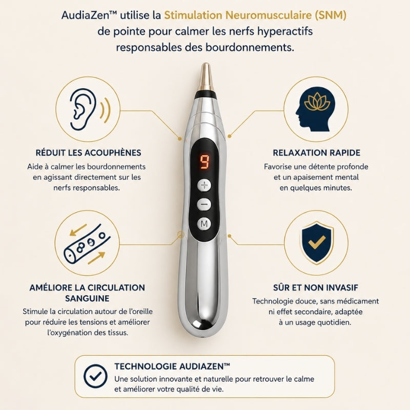 AudiaZen™  Stylo anti-acouphènes  Stoppez les Bourdonnements en Quelques Seconde