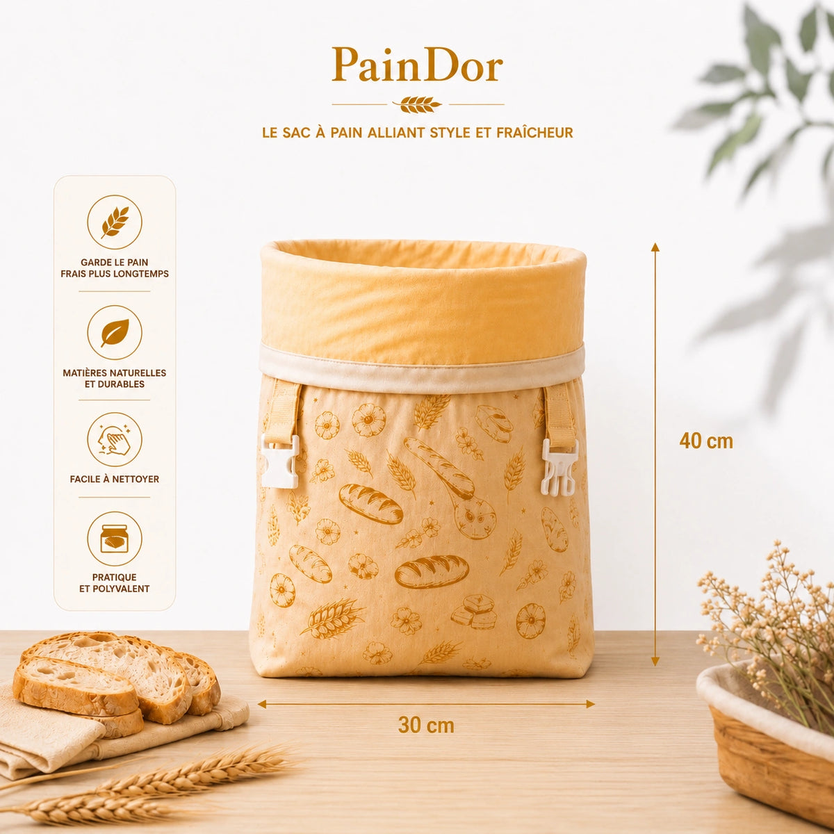 Le sac PainDor™ (30 x 40 cm) - Votre pain frais jusqu’à 7 jours