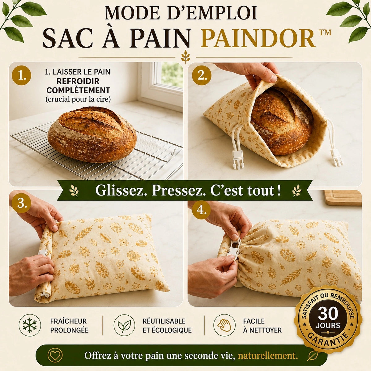 Le sac PainDor™ (30 x 40 cm) - Votre pain frais jusqu’à 7 jours