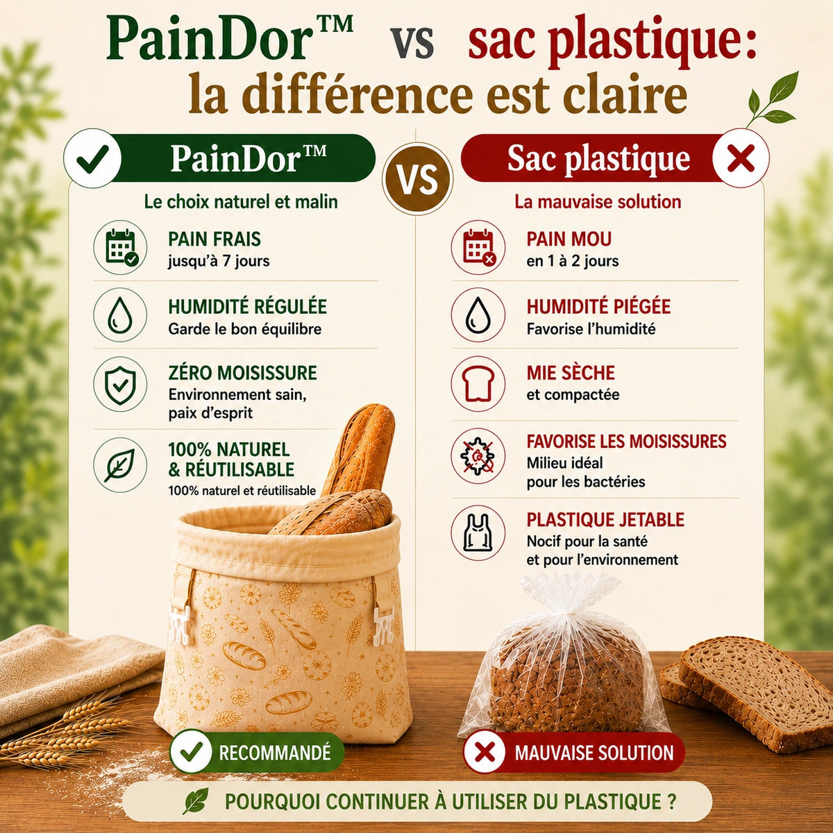 Le sac PainDor™ (30 x 40 cm) - Votre pain frais jusqu’à 7 jours
